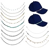 Mikovivi 14pcs Trucker Hat Charms Set, Detachable Metal Turquoise Pearl and Flower Brim Chains for DIY Decoration on Baseball and Mesh Caps Stylish Hat Jewelry Accessories for Men & Women