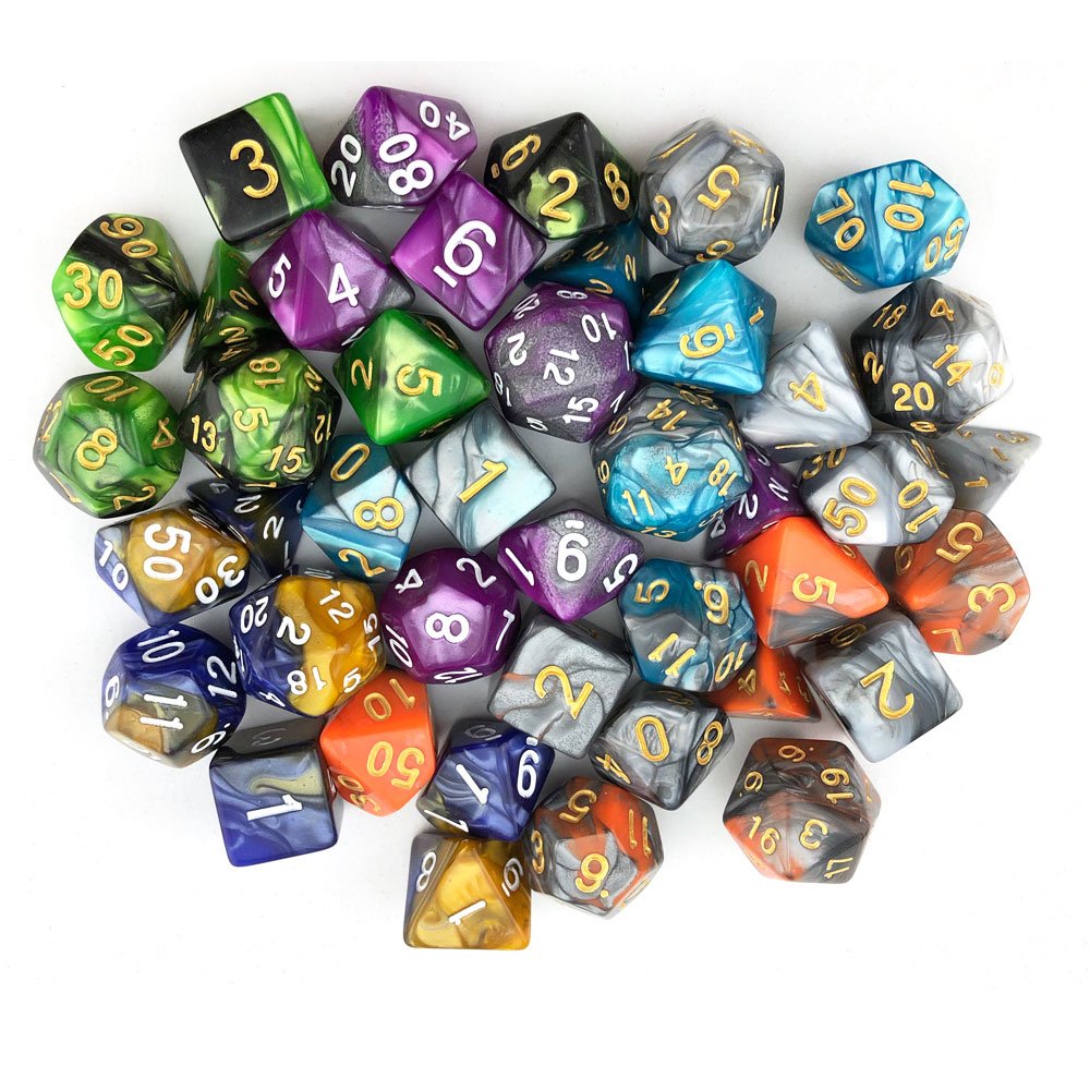 SmartDealsPro Double-Colors Polyhedral Dice Sets with Pouches for D&D DND RPG MTG Dungeon and Dragons Table Board Roll Playing Games D4 D6 D8 D10 D% D12 D20 (6-Color Sets)
