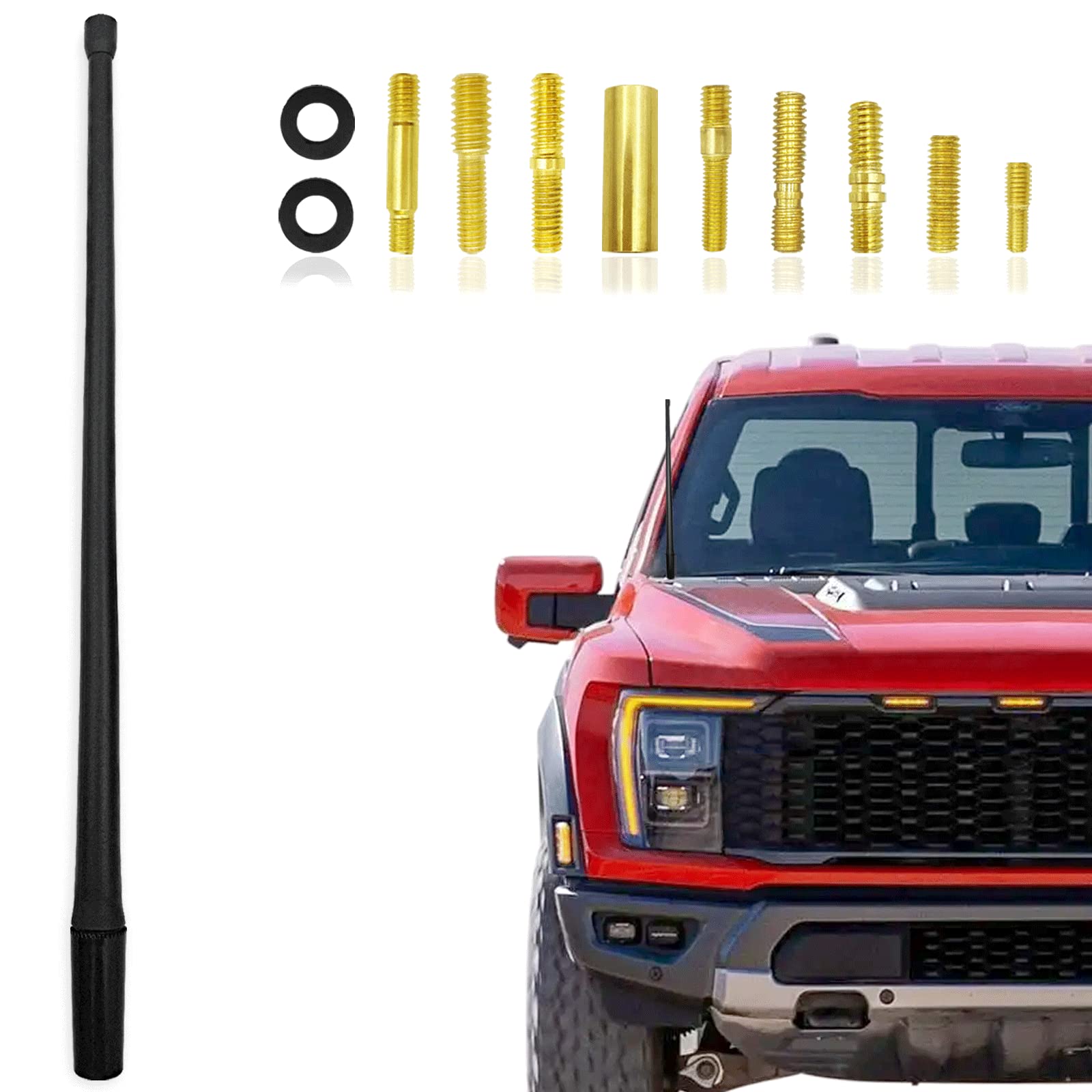 Photo 1 of 13 Inch Flexible Rubber Antenna Replacement for Wrangler JK/JL, Chevy Silverado & GMC Sierra Denali, Ford 150 (2009-2022) Most Car Models