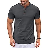 COOFANDY Mens Henley Shirts Short Sleeve Casual Button Down Shirts Lightweight Summer Basic Tee