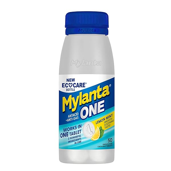 MYLANTA ANTACID + ANTI-GAS ECO CARE TABLETS – LEMON MINT – 50CT