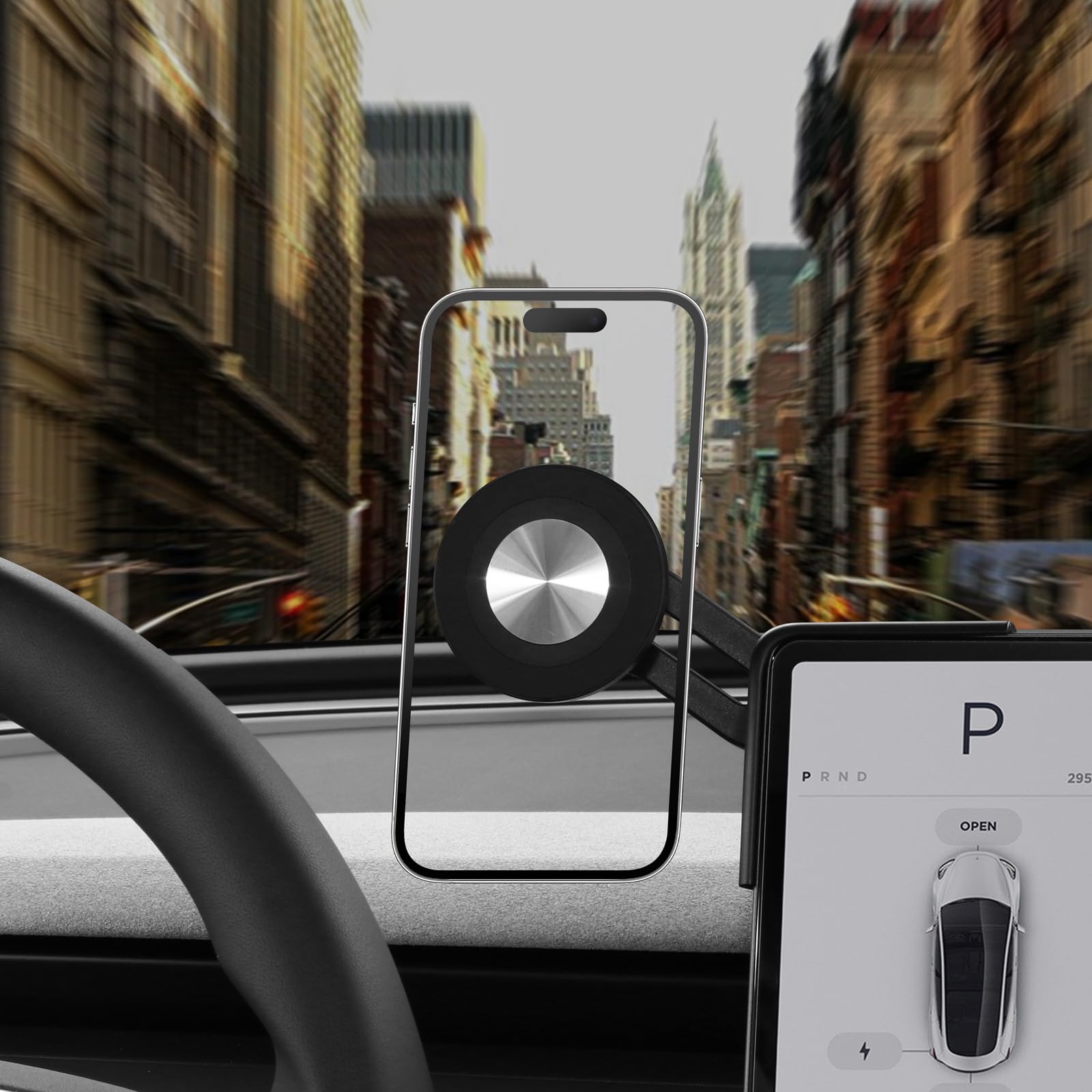 Photo 1 of BASENOR Phone Mount for 2025 2026 Tesla Model Y Juniper Tesla Model 3 Highland [Strongest Magnet Power] Magnetic Holder 360° Adjustable Stand Accessories Fit All iPhone Android with Magnetic Ring