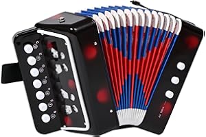 AIMEIS Accordion Kids Button Accordian,Musical Instrument Mini Accordion (Black)