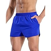 MIER Men’s Athletic Running Shorts with Brief Liner 3 Inch Quick Dry Lined Shorts with Zipper Pockets for Gym Workout