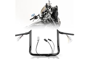 MoKitDora Street Electra Glide Pre-wired Handlebar 14" Rise 1-1/4" Fat 1" Clamp Monkey Ape Hanger Bagger Meathook Bars Compat