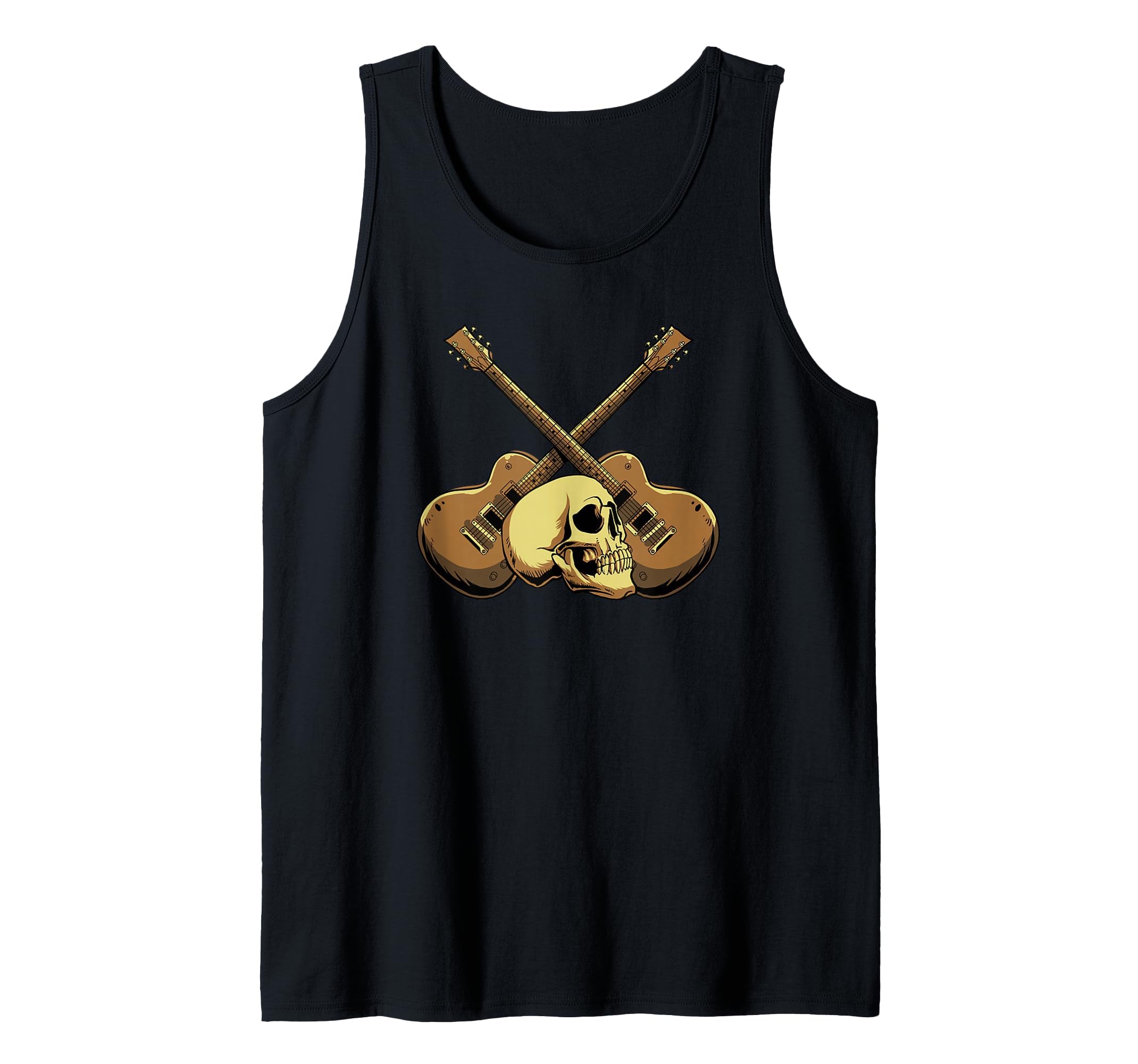 Electric Guitar Musician - E-Guitar Skull Rock Guitarist Tank Top, Men, Black, Large