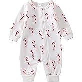 Mubineo Baby Girl Boy Christmas Romper Jumpsuit Long Sleeve Zipper Outfits Clothes