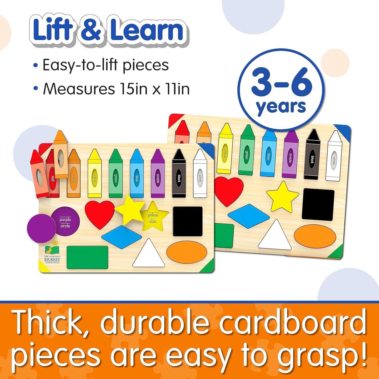 The Learning Journey: Lift & Learn Puzzle Colors & Shapes – Preschool Toys & Activities for Children Ages 3 and Up – Award Winning Educational Toy