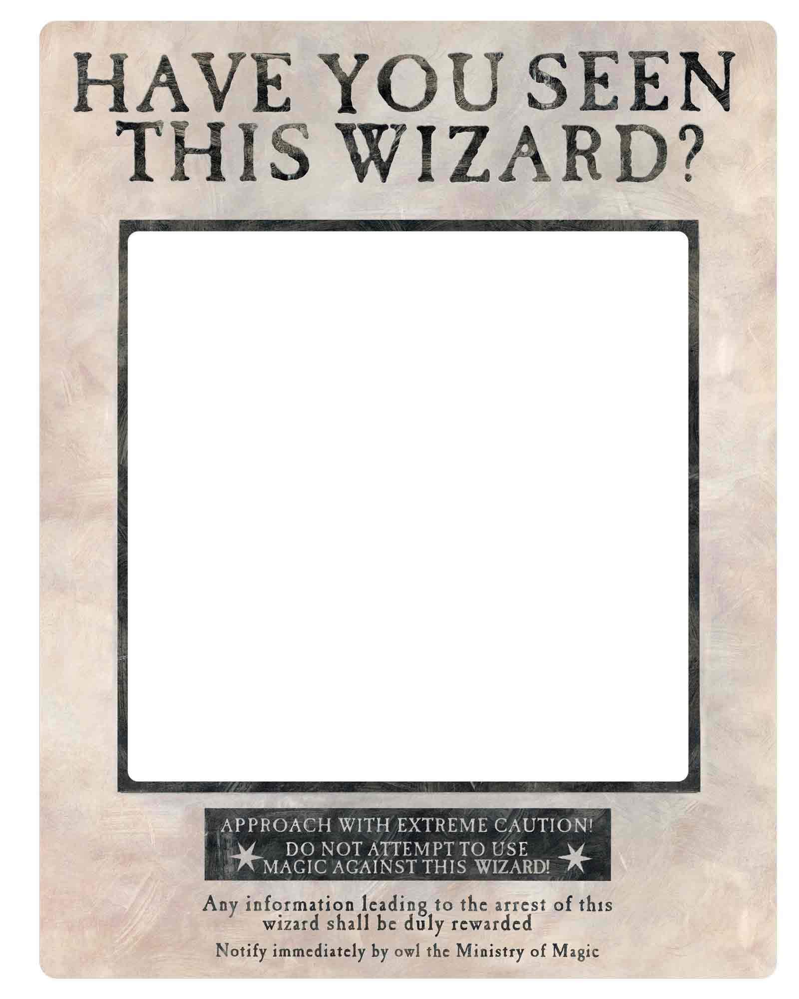 SC1475 Star Cutouts White Harry Potter Wanted Poster Selfie Frame with Props – Prisoner of Azkaban Photo Booth Display – 87cm x 70cm