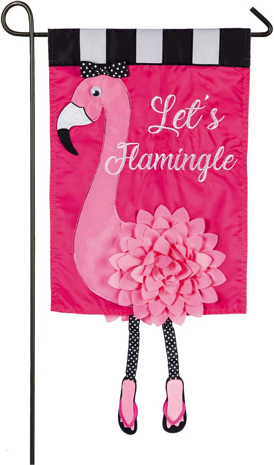 Evergreen Flag Let's Flamingle Applique Garden Flag - 12.5 x 18 Inches Outdoor Decor for Homes and Gardens