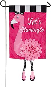 Evergreen Flag Let's Flamingle Applique Garden Flag - 12.5 x 18 Inches Outdoor Decor for Homes and Gardens