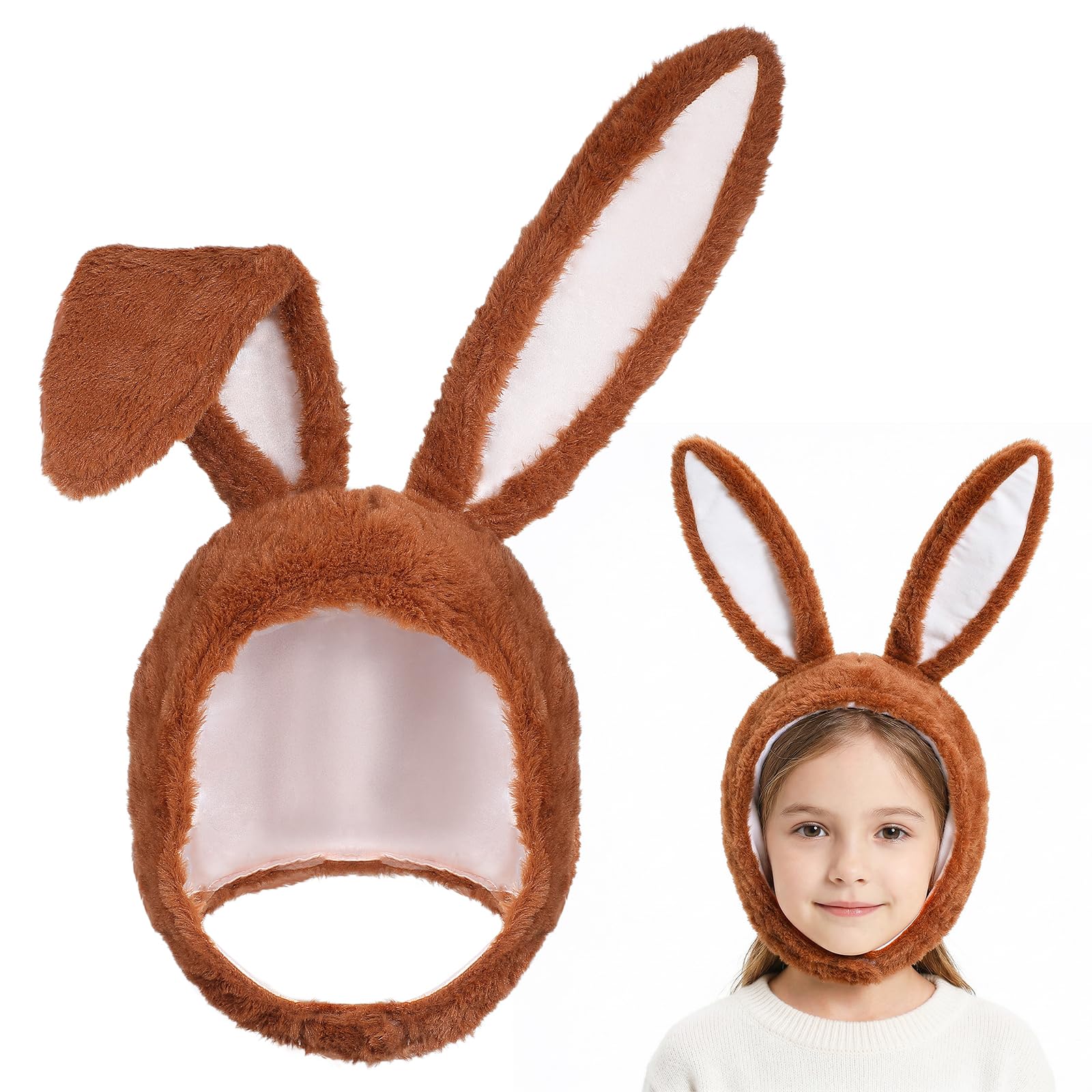SOIMISS Rabbit Ears Hat: Easter Bunny Costume, Plush Rabbit Ears Cap Headpiece for New Year Birthday Easter Carnival Carnival Rabbit Cosplay Photo Booth Props Brew
