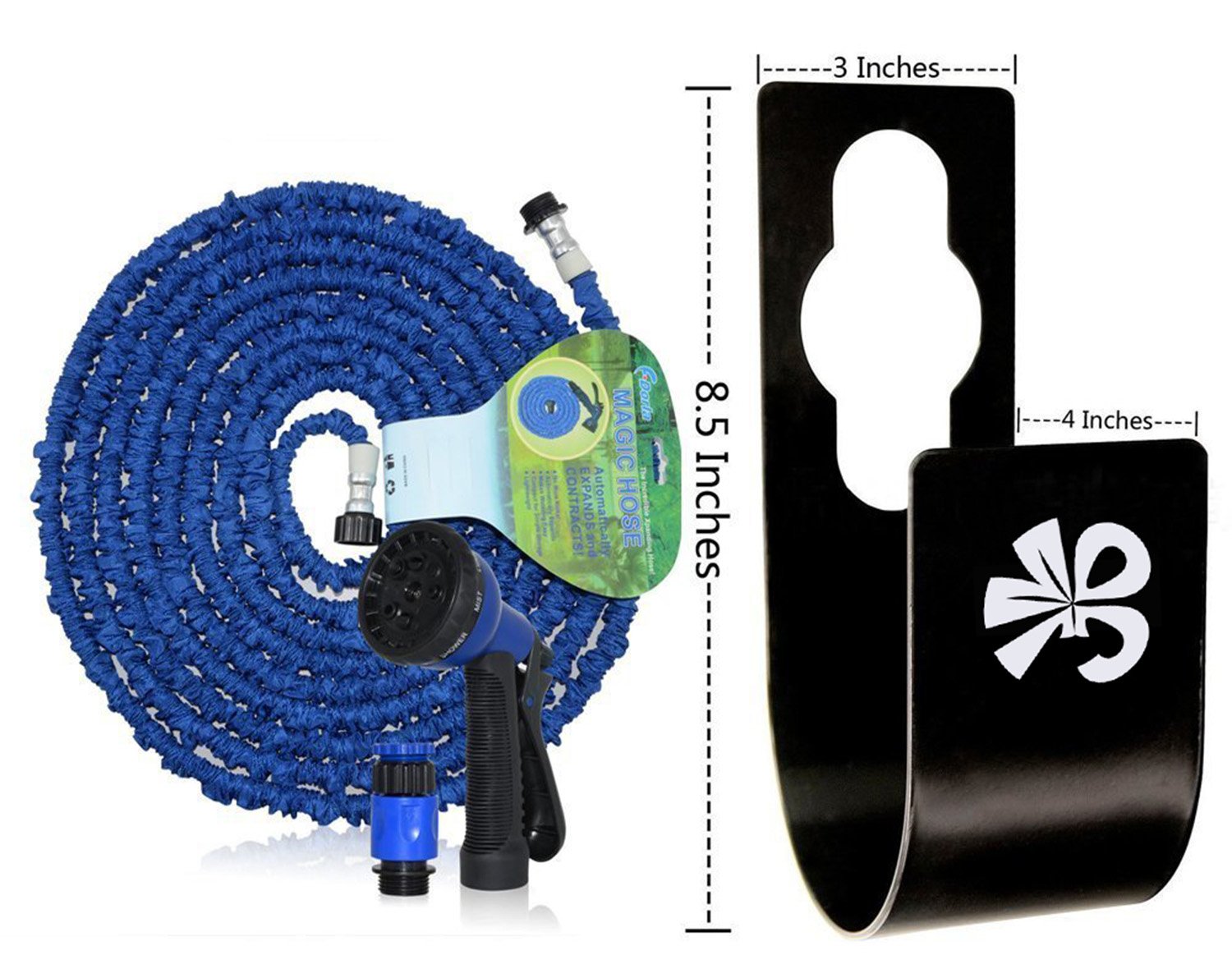 Garden Hose Holder wall mount-Durable and 30m/100ft Heavy Duty Long Lasting Steel Hose Hanger with faucet Conveniently store your hose using +2 screws -keep your backyard neat and clean