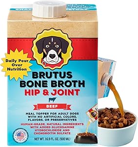 Brutus Broth Beef Bone Broth Hip Joint with Glucosamine Dog Food Topper, 16.9 FZ