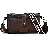 Wrangler Crossbody Wallet Purses Multi-function Card Holder Small Purse with Double Zipper