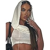 Women's Rave Tops Knit Crop Hoodie Vest Sexy Streetwear Open Back Hollow Sleeveless Top