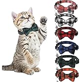 6 Pcs Cat Collars with Bow Tie and Bells, Breakaway Kitten Collar Adjustable Buckle 8-12inch for Girls and Boys Pet
