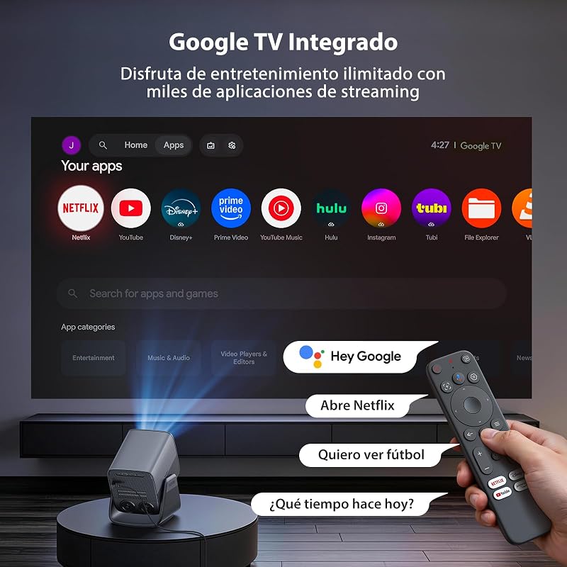 Proyector 1080P HDR10+, Memoria de 32 GB【Apps integradas】