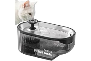 PAPIFEED Cat Water Fountain, 84oz/2.5L Automatic Pet Water Fountain Dog Water Dispenser with a Stainless Steel Tray, Easy Cleaning for Cats, Dogs, LED Light - Black