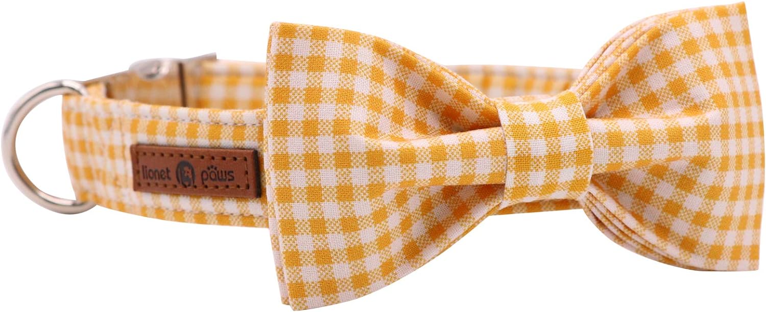 Lionet Paws Dog Collar with Bowtie, Durable Adjustable and Comfortable Cotton Collar for Dogs and Cats