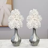 Flourish Vase with Artificial Flowers Grey White Pre Arranged view 5