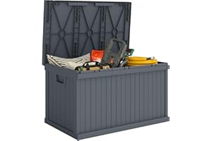 Outsunny 70 Gallon Deck Box, Resin Outdoor Storage Box with Handles, Waterproof and UV Resistant Storage Container for Garden