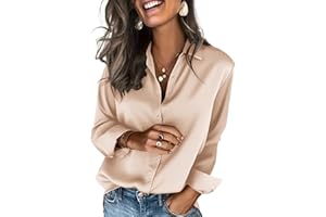 Zeagoo Satin Blouses for Women Silk Button Down Shirts Long Sleeve Business Casual Tops