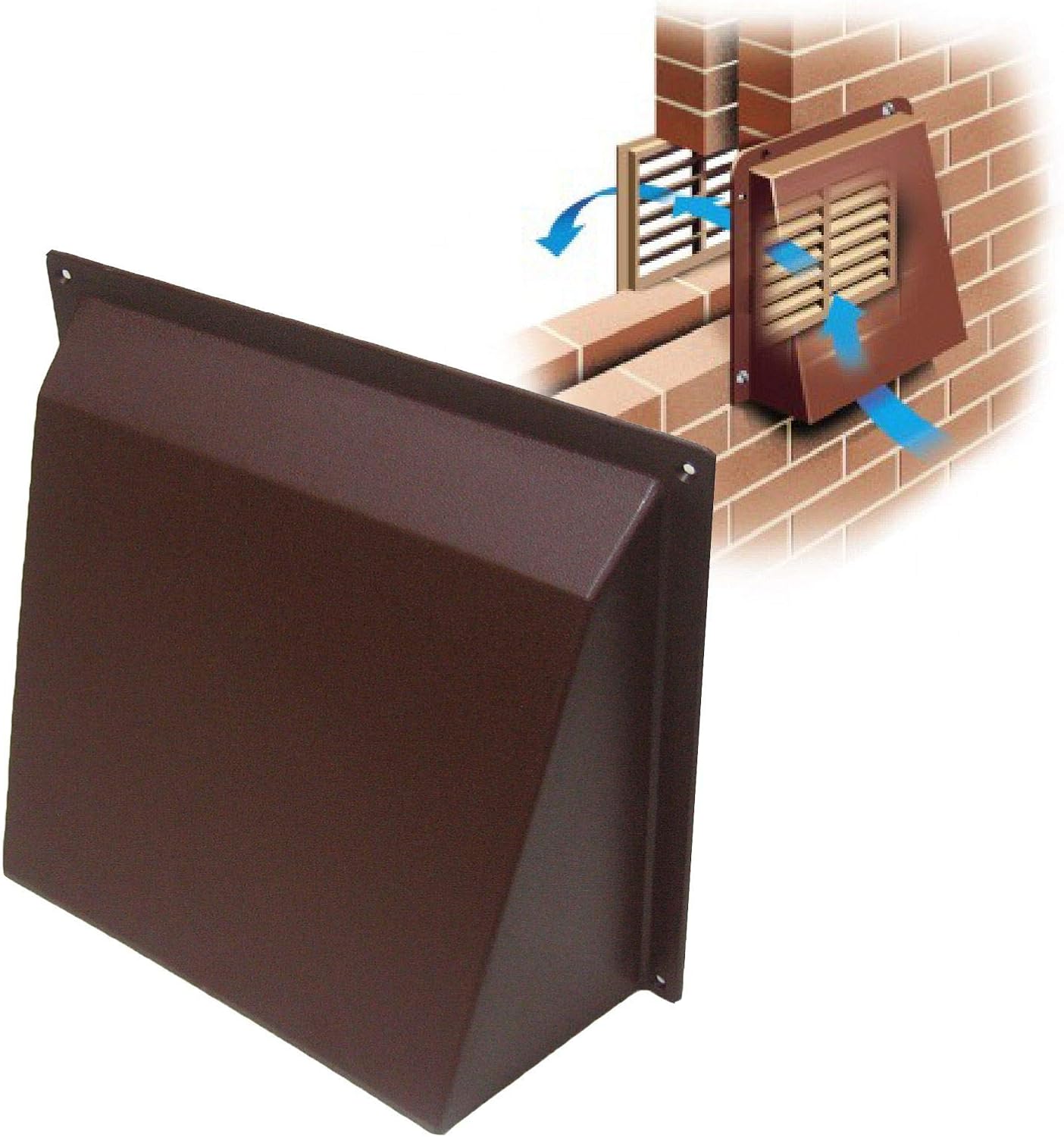 9" x 9" Brown Air Brick Hooded Cowl Cover Surface Mounted for Openings Air Bricks Grilles & Air Vents