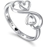 Sterling Silver Engraved Always Love You Mom Mother Daughter Forever Ring, Size 5-10