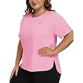 MoFiz Women's Plus Size Workout Tops Short Sleeve Running Shirts UPF 50+ Hiking T-Shirts Quick Dry Athletic Top