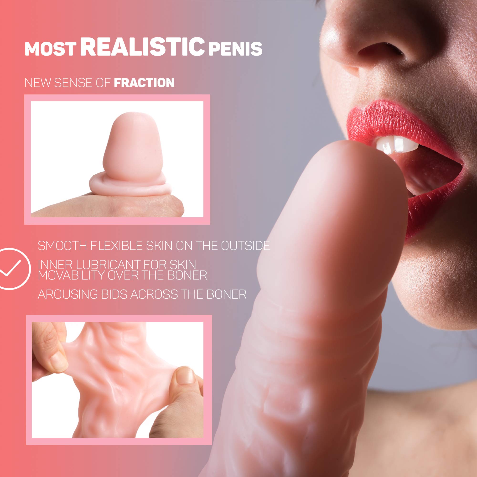 Realistic Dildo LEO4U. Best Penis Sex Toy with VACUUM-CUP & INNER LUBRICANT. Unique Flexible Skin- Hands Free Exclusive Penis Design(pic.2) FDA & CE. Enhance Your Satisfaction Now!