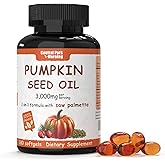 Pumpkin Seed Oil with Saw Palmetto Softgels, 3000mg Per Serving – Cold Pressed, Essential Fatty Acids & Phytosterols, Supports Hair Growth & Prostate Health, 180 Softgels, Non-GMO