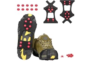 willceal Ice Cleats, Ice Grippers Traction Cleats Shoes and Boots Rubber Snow Shoe Spikes Crampons with 10 Steel Studs Cleats Prevent Outdoor Activities from Wrestling