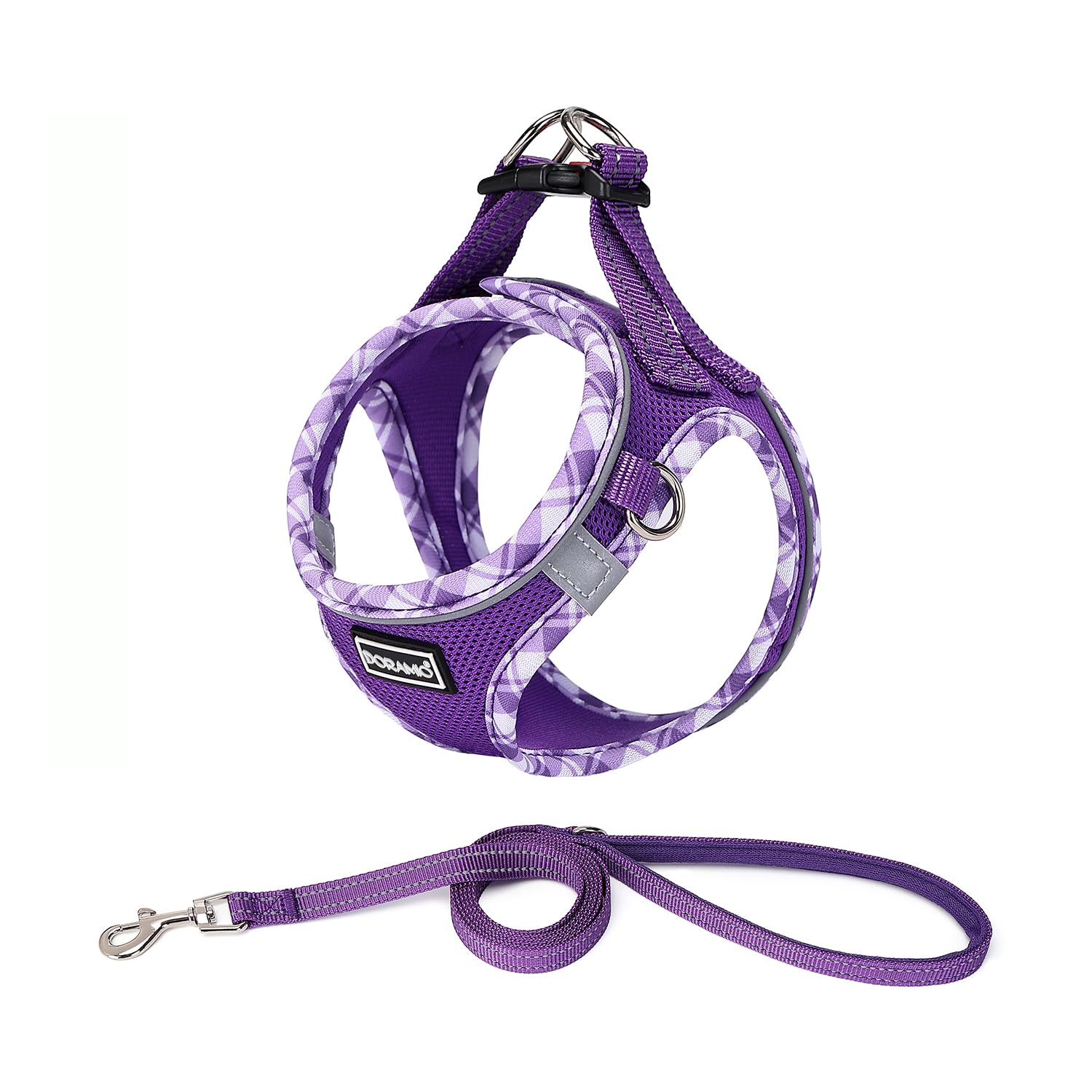 DORAMIO Step-in Dog Harness and Leash Set, No-Chock Soft Mesh Reflective Breathable Easy Walk Lightweight Vest Harnesses with Safety Buckle for Small Dogs, Cats, Puppies (XS, Purple) — image 1