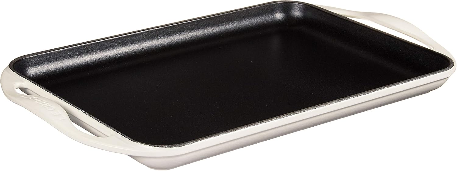 Le Creuset Enameled Cast Iron Rectangular Skinny Griddle, 13" x 8.5", Cotton