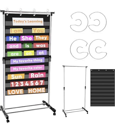 3-Tier Alphabet Learning Pocket Chart Stand - Adjustable Height Foldable Display For Classroom, Homeschool, Preschool