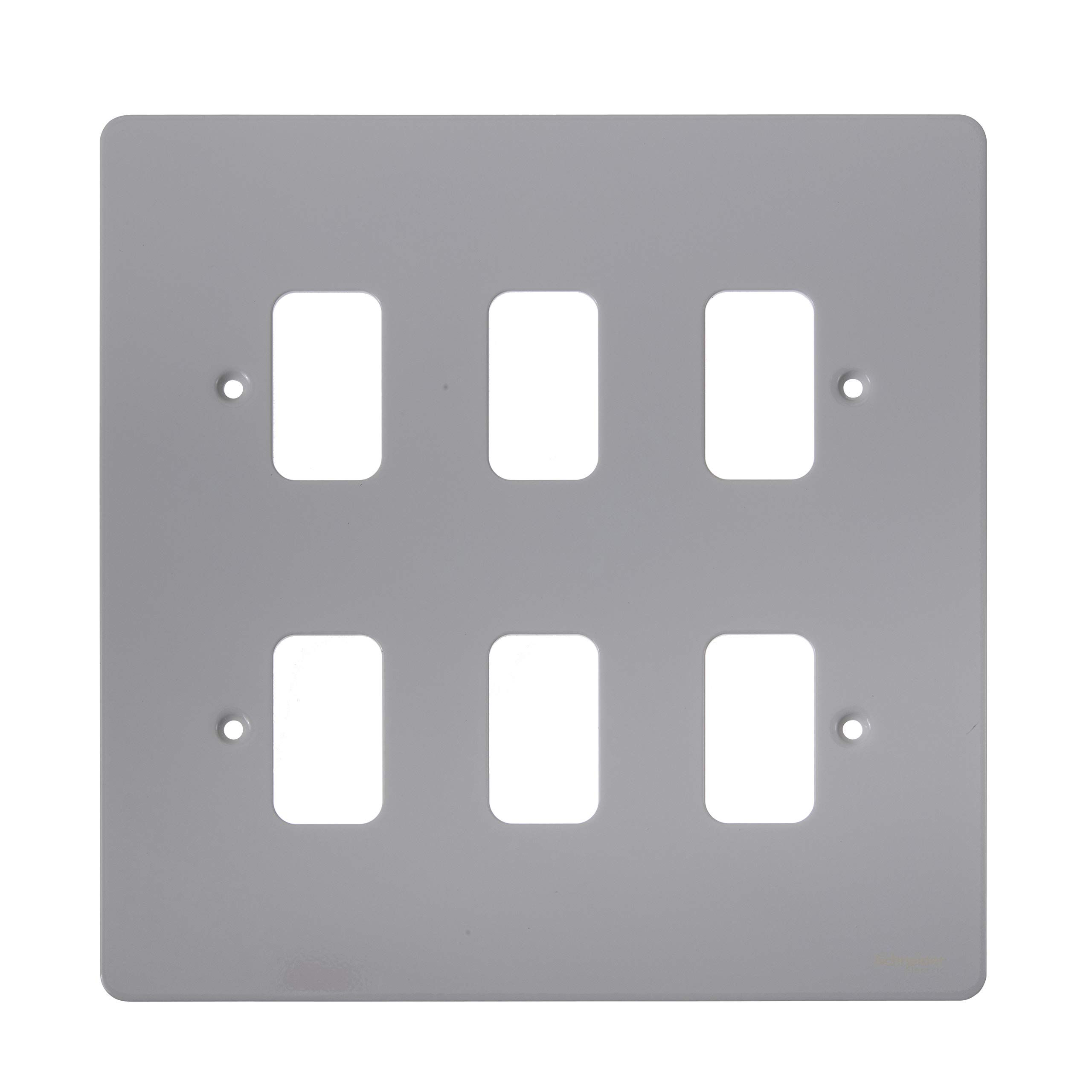 Schneider Electric Ultimate Flat Plate - 6 Gang Grid Faceplate, with Mounting Frame, GUG06GPW, White
