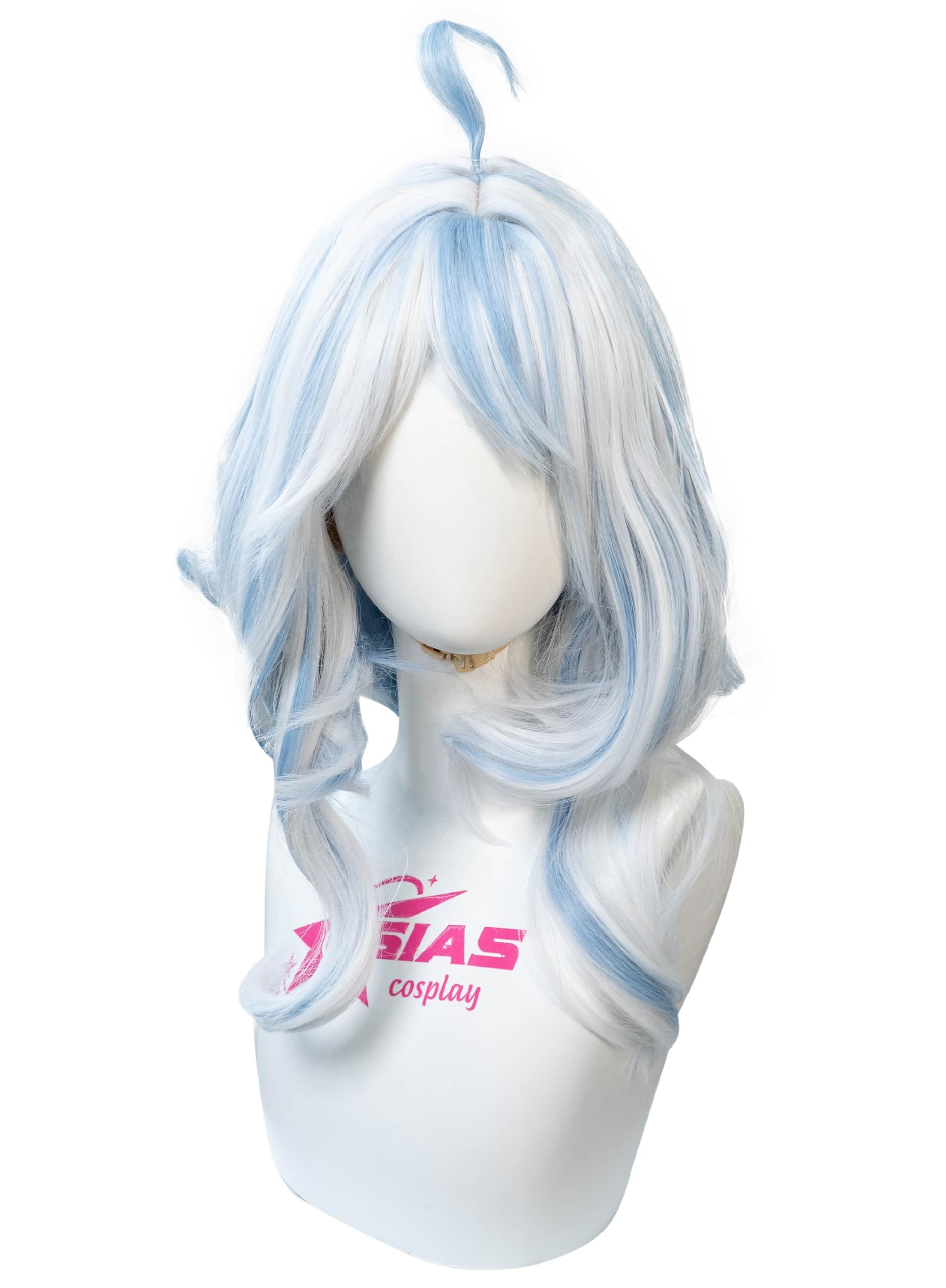 Platinum with Blue Long Wig for Focalors Furina Cosplay From Game Genshin Impact Synthetic Heat-Resistant Hair