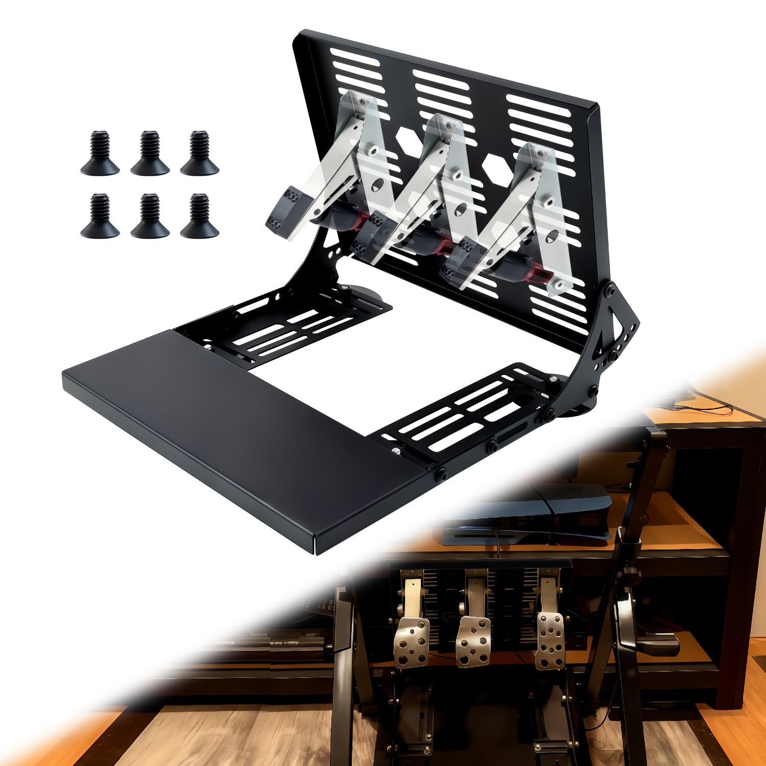 Moroayop Sim Racing Inverted Pedals Kit Upgrade for Logitech G923 G920 G29 G27 G25, All-Metal Adjustable Pedal Mount Stand with Anti-Slip Suction Cups,Logitech Pedals Not Included
