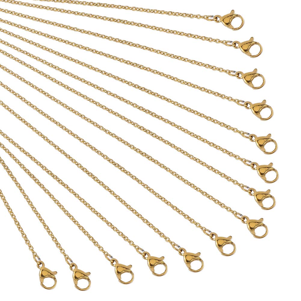 NBEADS Chain, 20 Pcs 45cm/17.72 Inches Golden Stainless Steel Cord Wire Chain with Lobster Clasp for Pendants Necklace Bracelet DIY Jewellery Making