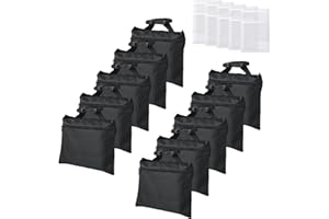 ifkdnr 10 Packs Sandbags with 10 PE Bags, Heavy Duty Sand Bags, Sand Bags for Weight with Zipper and Buckle Straps for Support Light Stand, More 2/4/6/8/10/12 Packs Sand Bag to Choose.