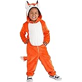 Toddler Orange Fox Hooded Jumpsuit Costume - Cozy Halloween Flannel Baby Fox Outfit with Soft Tail and Hood
