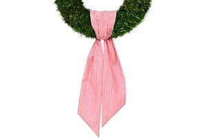 CHMACURA Christmas Wreath Sash for Front Door, Red Stripes Seersucker Sash Holiday Wreath Accessories for Home Wedding Birthday Decorations