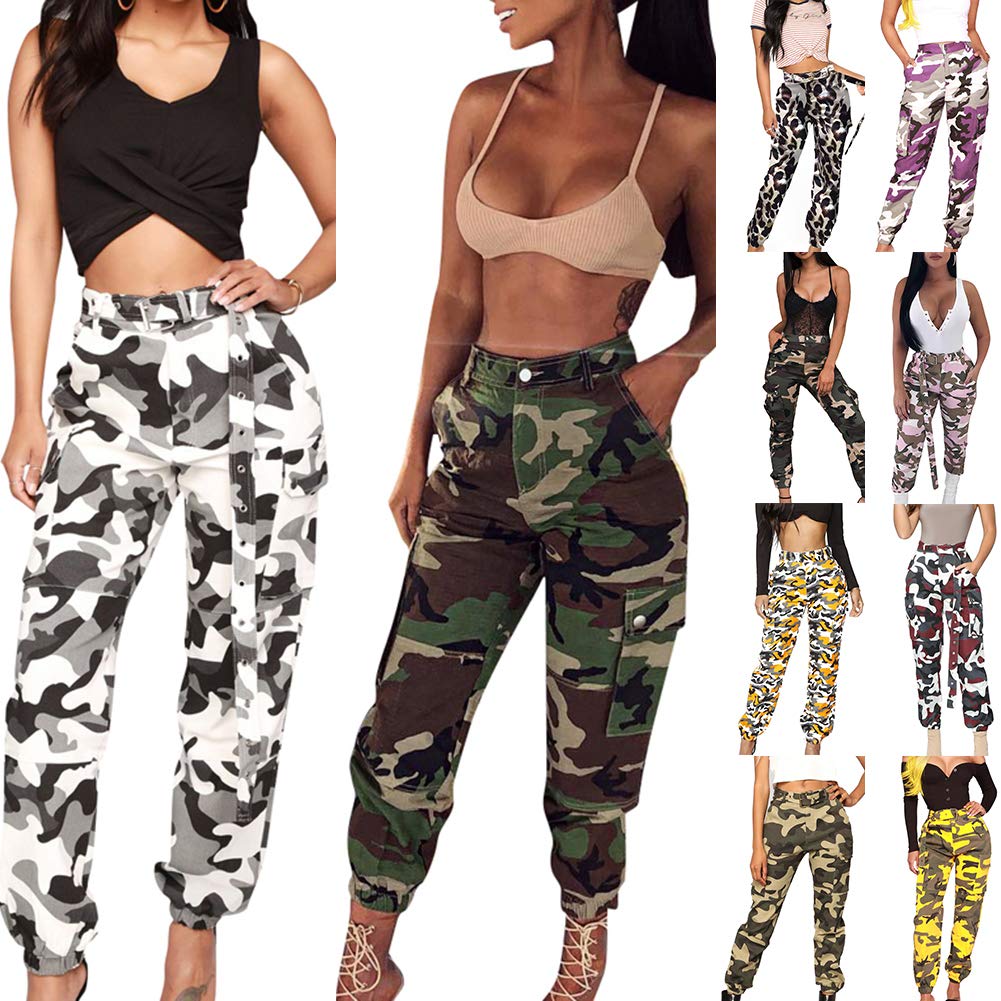 casual multiple pocket camo printed pants