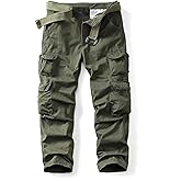 AKHIKING Men's Camo Cargo Work Pants Ripstop Causal Cotton Wild BDU Trousers with 8 Pockets (No Belt)