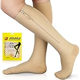 Ailaka Zipper Compression Socks for Men Women - 20-30 mmHg Close Toe Knee High Medical Compression Socks with Zipper, Zip Up Socks for Varicose Veins, Edema, Recovery, Pregnant, Nurse