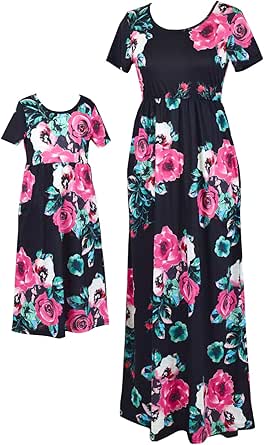 Amazon: Qin.Orianna Mommy and Me Maxi Dresses,Bohemia Floral