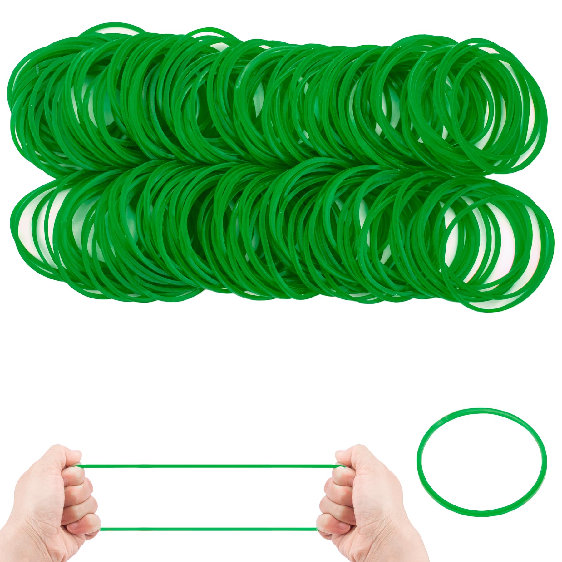 Rubber Bands 38mmRubber Elastic Bands 400Pcs Green Thick Natural Rubber Bands Heavy Duty Strong Elastic Bands for Tie Dye, Hair Home, Pens, Crab,Catapults, Bills, Bank Paper, Office Supplies