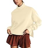 Ythomm Womens Mock Turtleneck Sweatshirt Long Sleeve Side Slit Pullover Tops Casual High Low Hem Drop Shoulder Sweatshirts