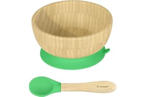 Abiie Octopod Bamboo Dish - Fun Kids Bowls for 4 months and up, Bamboo Suction Bowl, High-Chair Bamboo Baby Bowls, Mess-Free Toddler Suction Bowls, Ergonomic Baby Feeding Supplies, 5.7 x 3 x 5.7 in